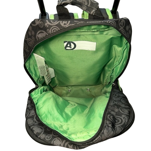 KIDS DISNEY MARVEL ROLLING BACKPACK, BLACK / NEON GREEN - Picture 7 of 9